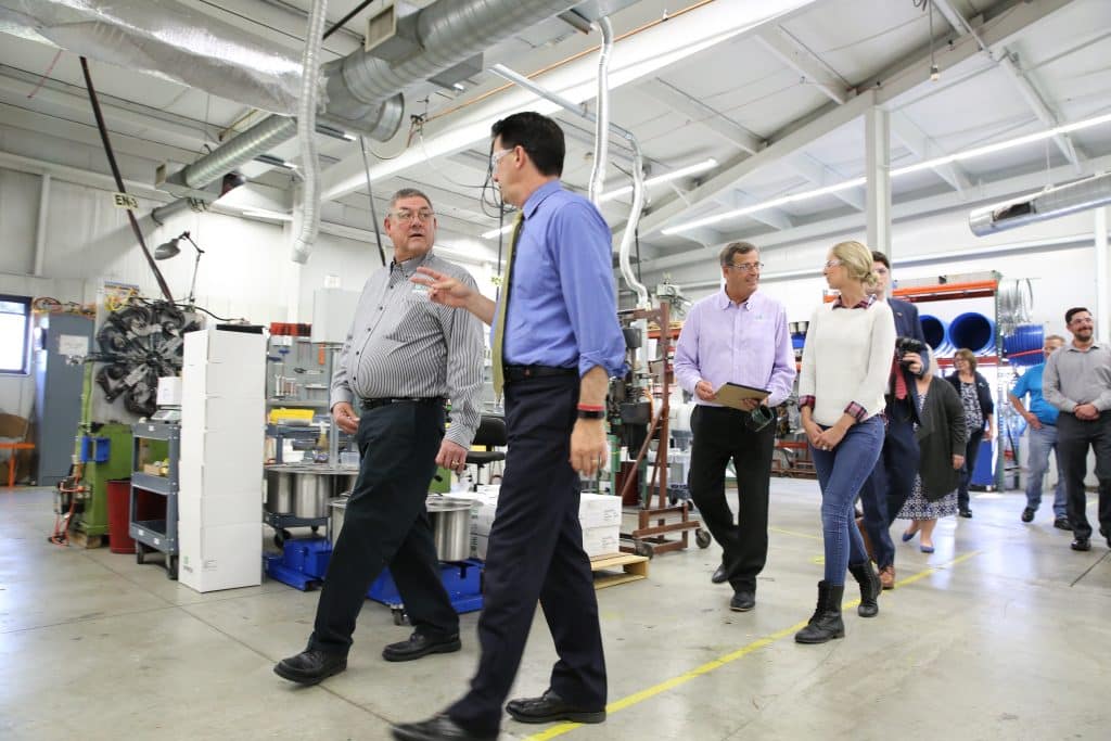 Scott Walker tours Spiros Manufacturing day