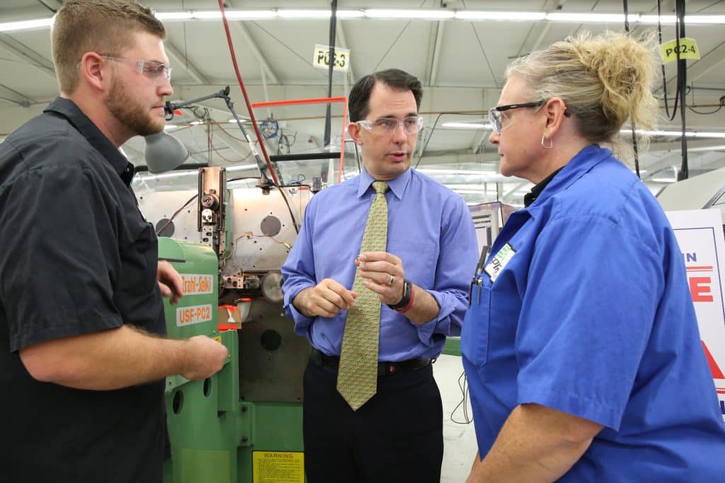 Scott Walker meets proud Spiros employees
