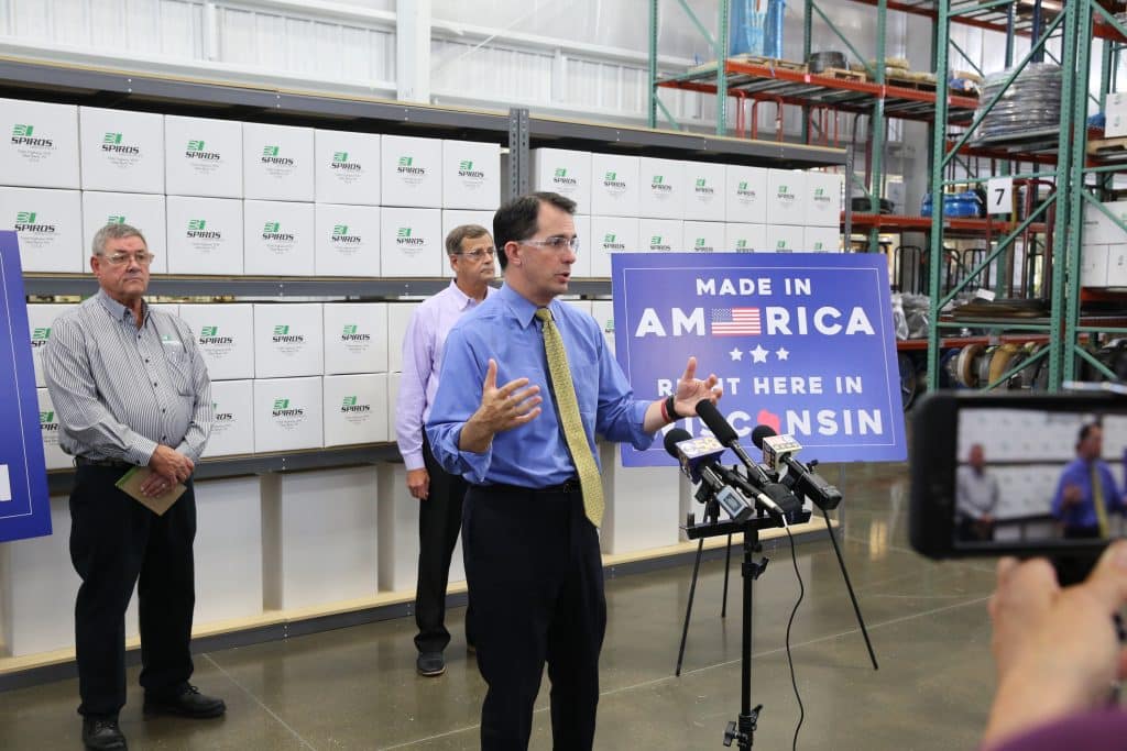 Governor Walker speaks at Spiros on Manufacturing Day